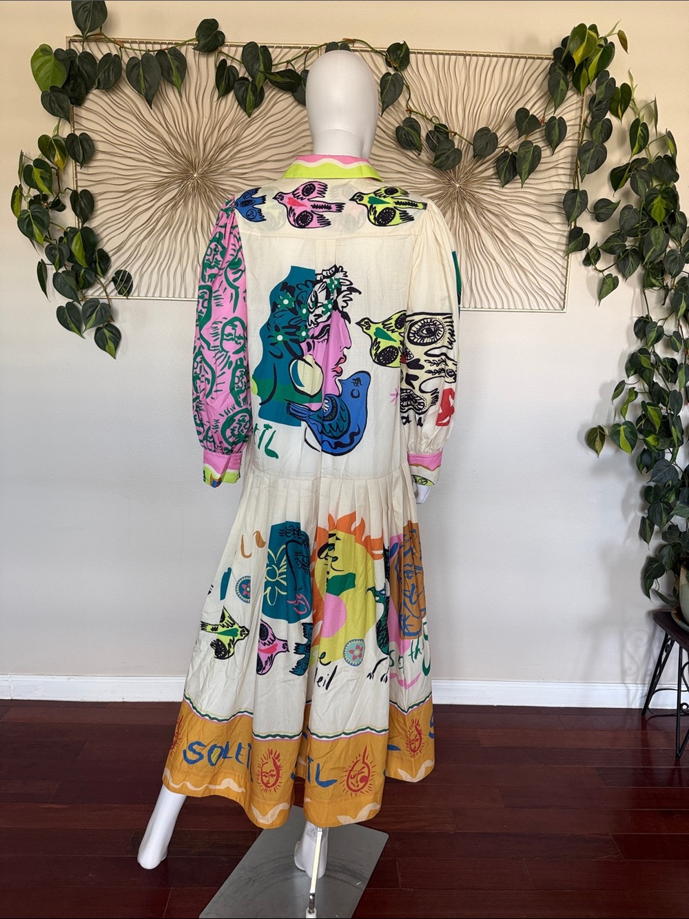 For Her NYC stunning collared shirt dress with artistic design NWOT Size S